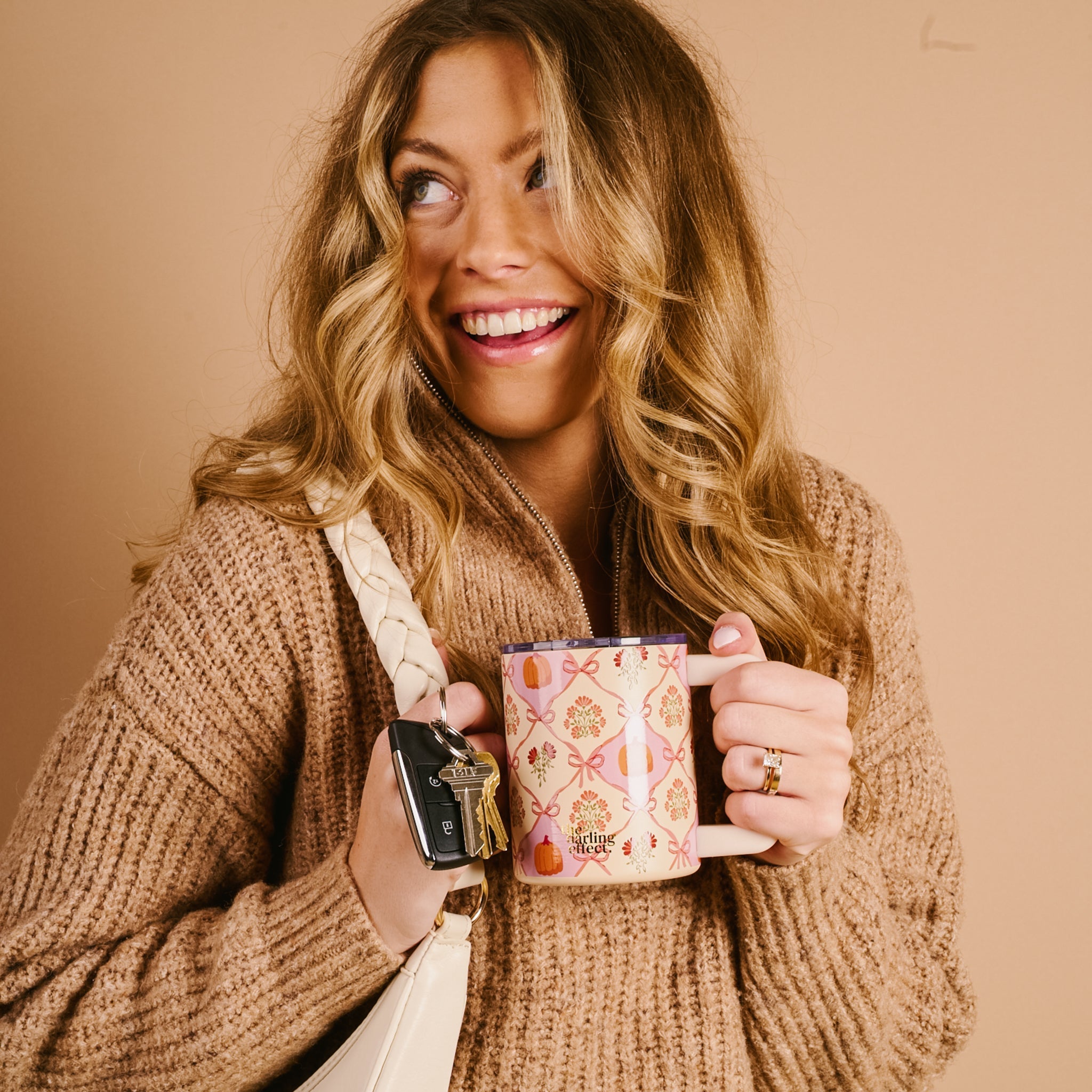 14 oz Insulated Mug - Patchwork Pumpkins - Juli's Wearable Art