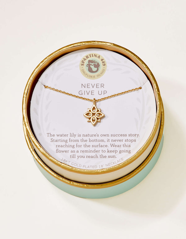 Spartina Sea La Vie Never Give Up Lotus Necklace | Gold