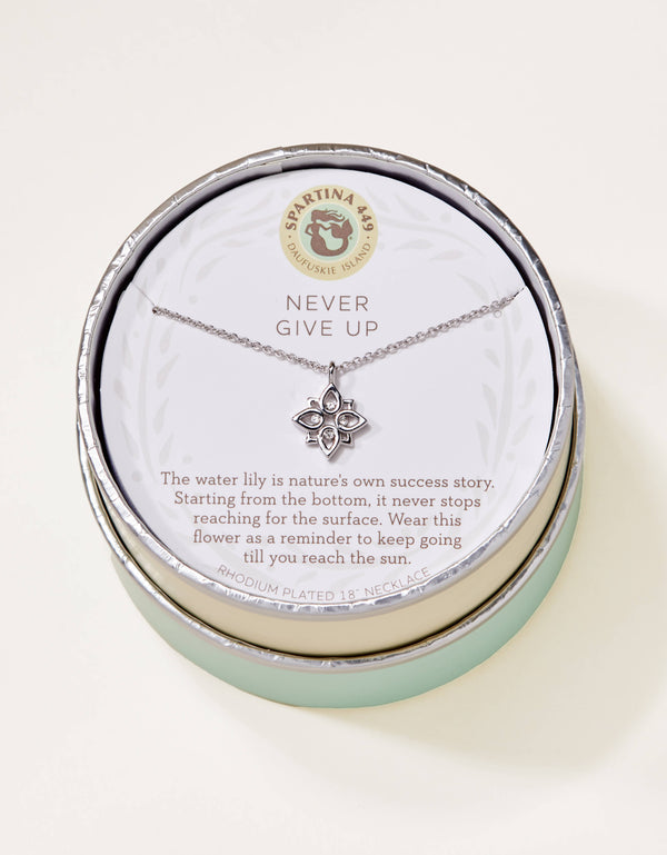 Spartina Sea La Vie Never Give Up Lotus Necklace | Silver