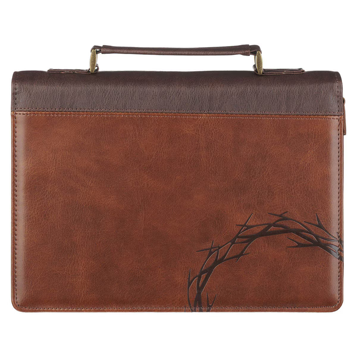 Crown of Thorns Brown Faux Leather Classic Bible Cover - Isaiah 53:3 |Large