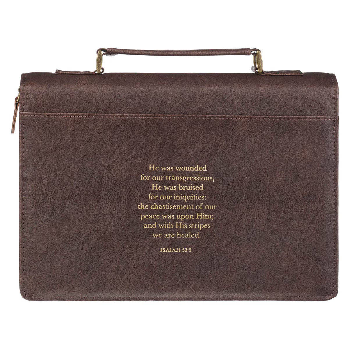Crown of Thorns Brown Faux Leather Classic Bible Cover - Isaiah 53:3 |Large