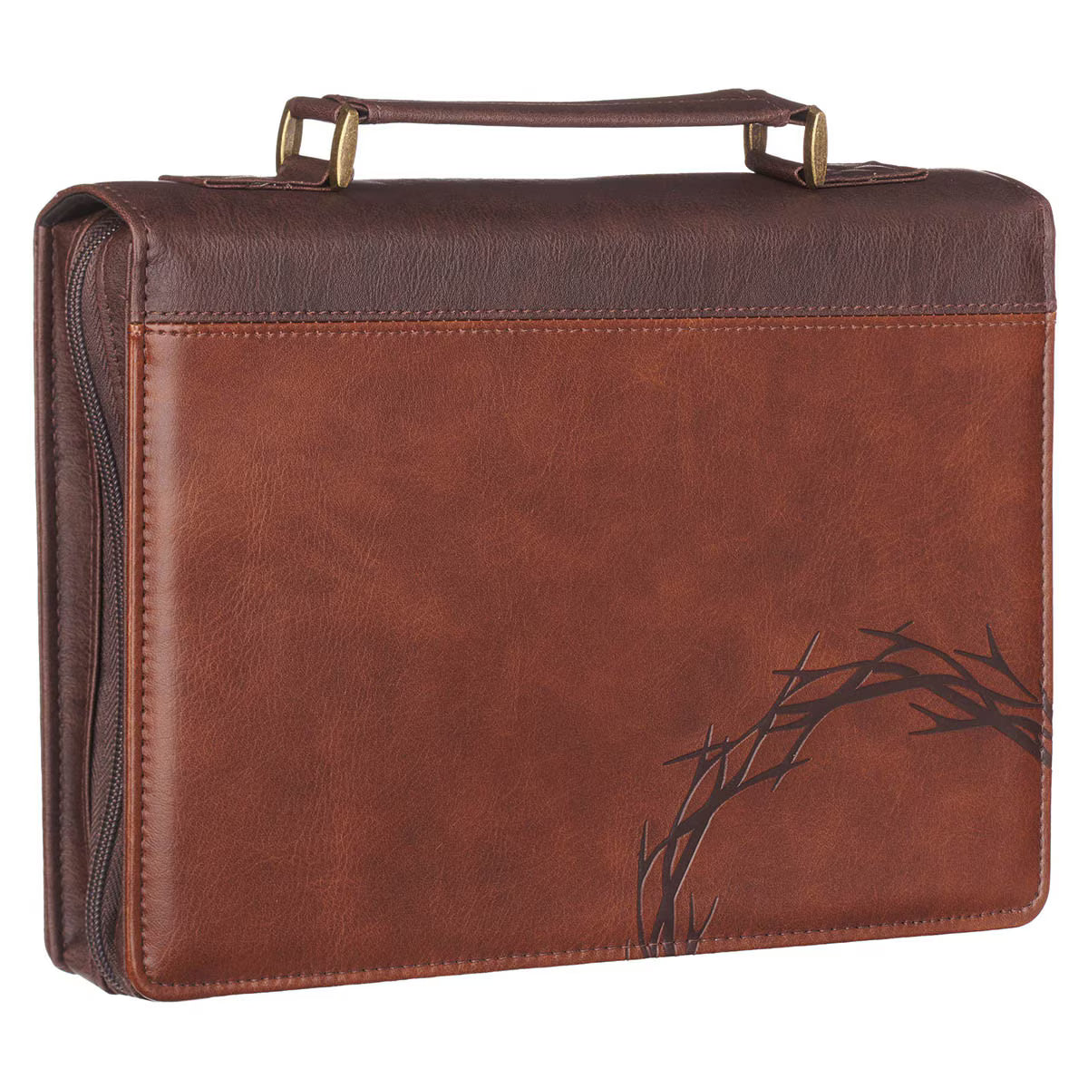 Crown of Thorns Brown Faux Leather Classic Bible Cover - Isaiah 53:3 |Large