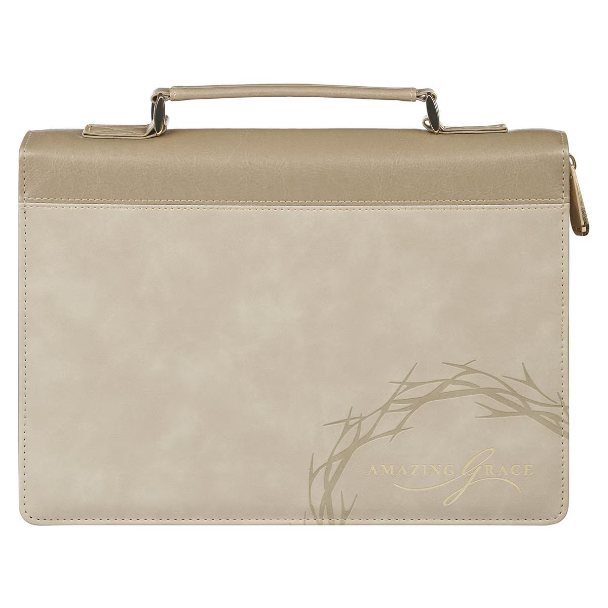 Amazing Grace Taupe Crown of Thorns Faux Leather Fashion Bible Cover - Isaiah 53:5 | Large