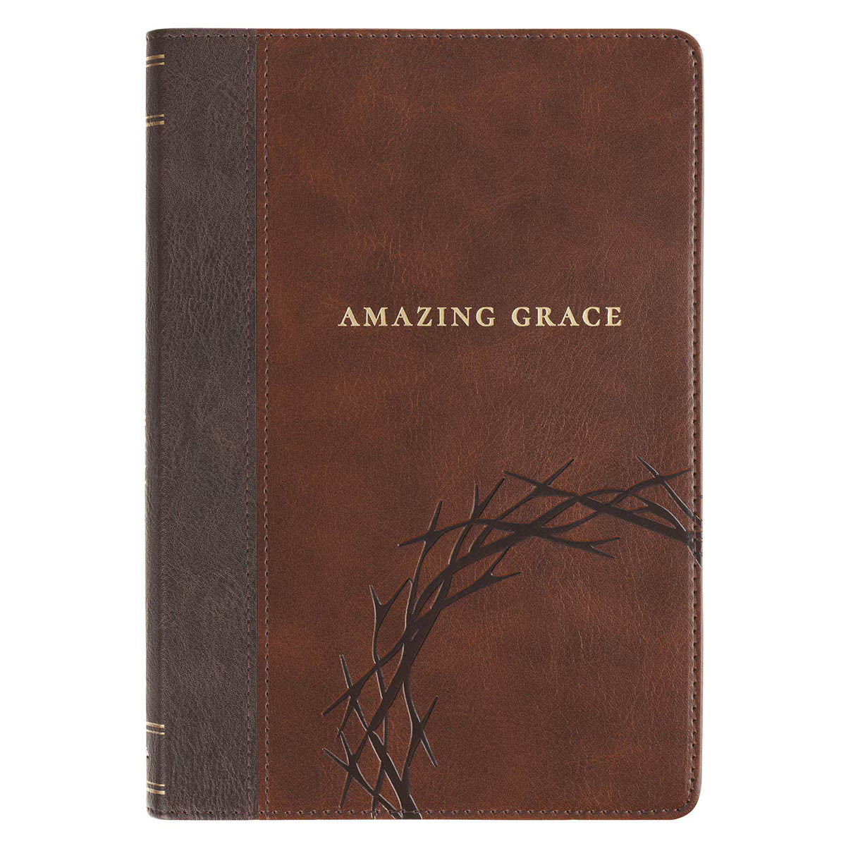 Amazing Grace Brown Crown of Thorns Classic Faux Leather Journal - Isaiah 53:3