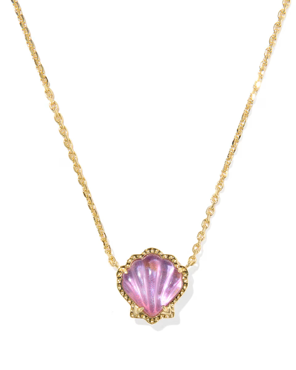 Kendra Scott Brynne Shell Gold Short Pendant Necklace - Purple Iridescent Abalone Illusion