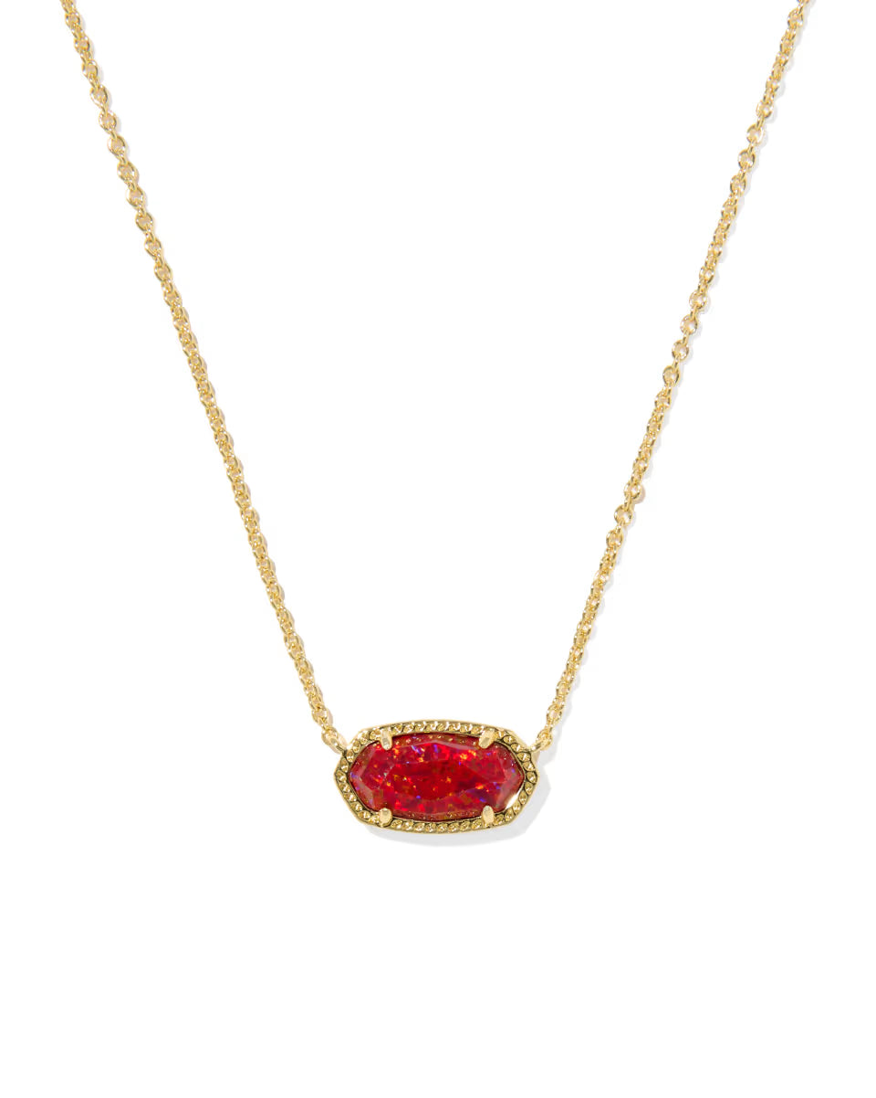 Kendra Scott Elisa Gold Pendant Necklace - Red Lab Grown Opal