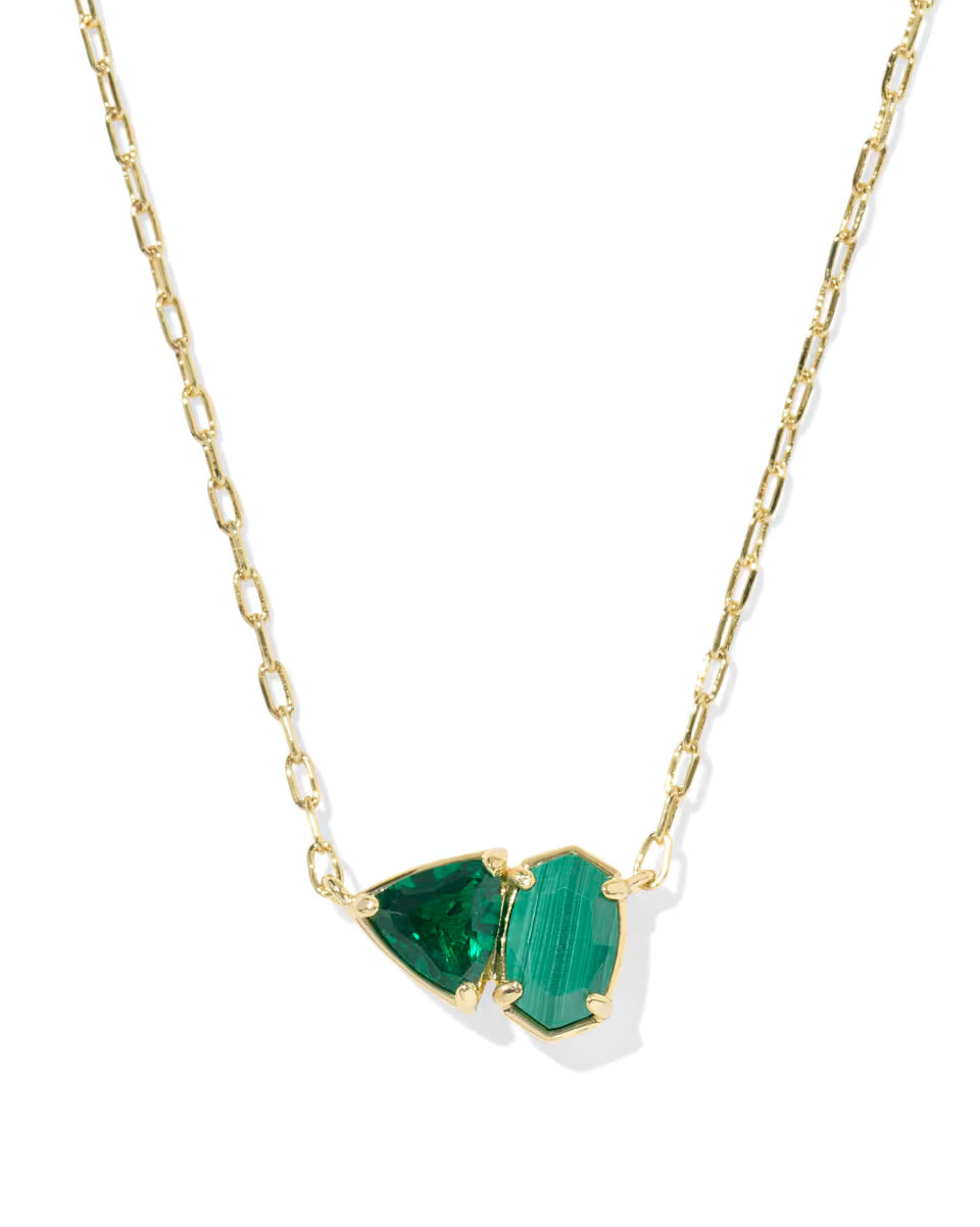 Kendra Scott Tatum Gold Short Pendant Necklace - Green Mix