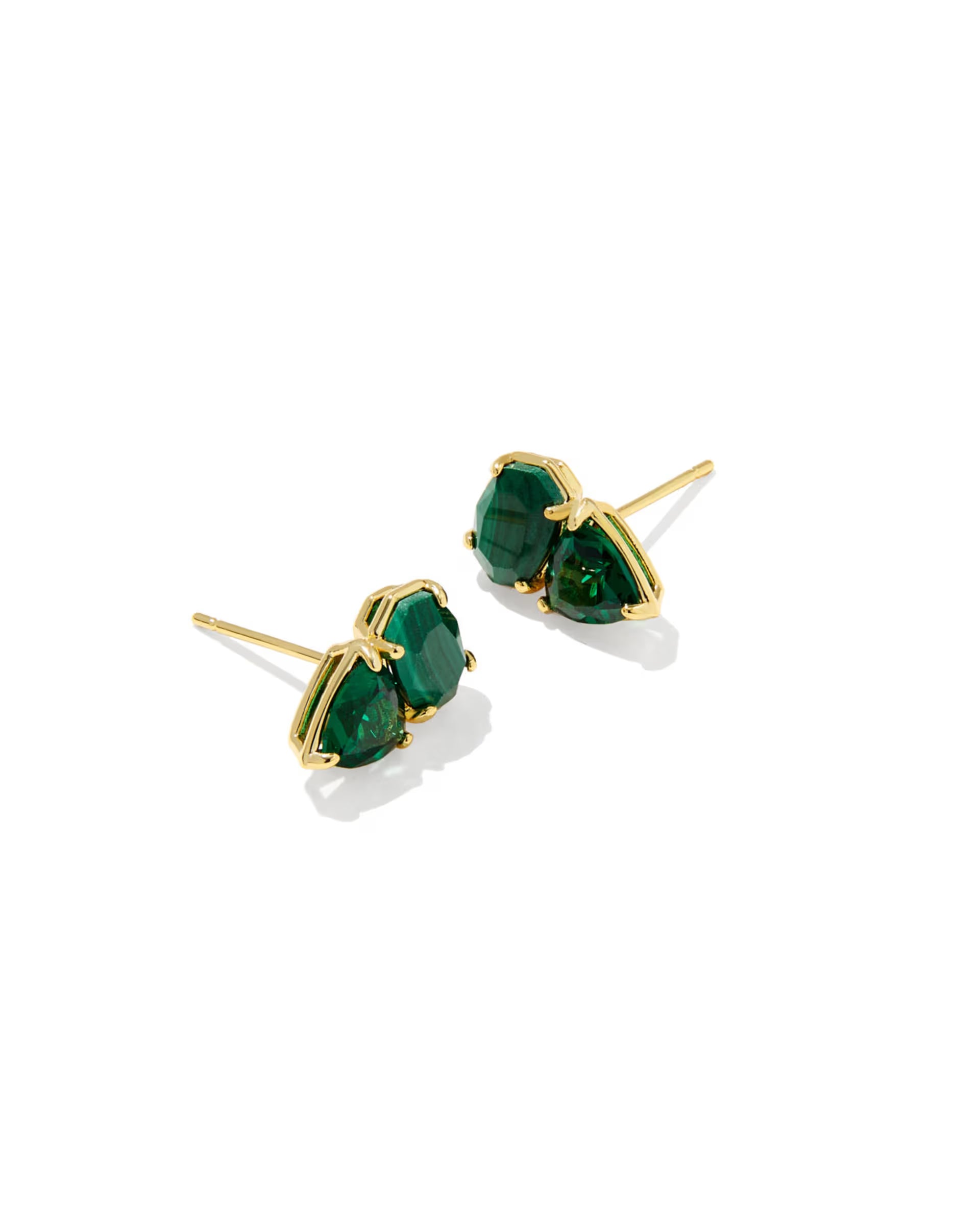 Kendra Scott Tatum Gold Stud Earrings - Green Mix