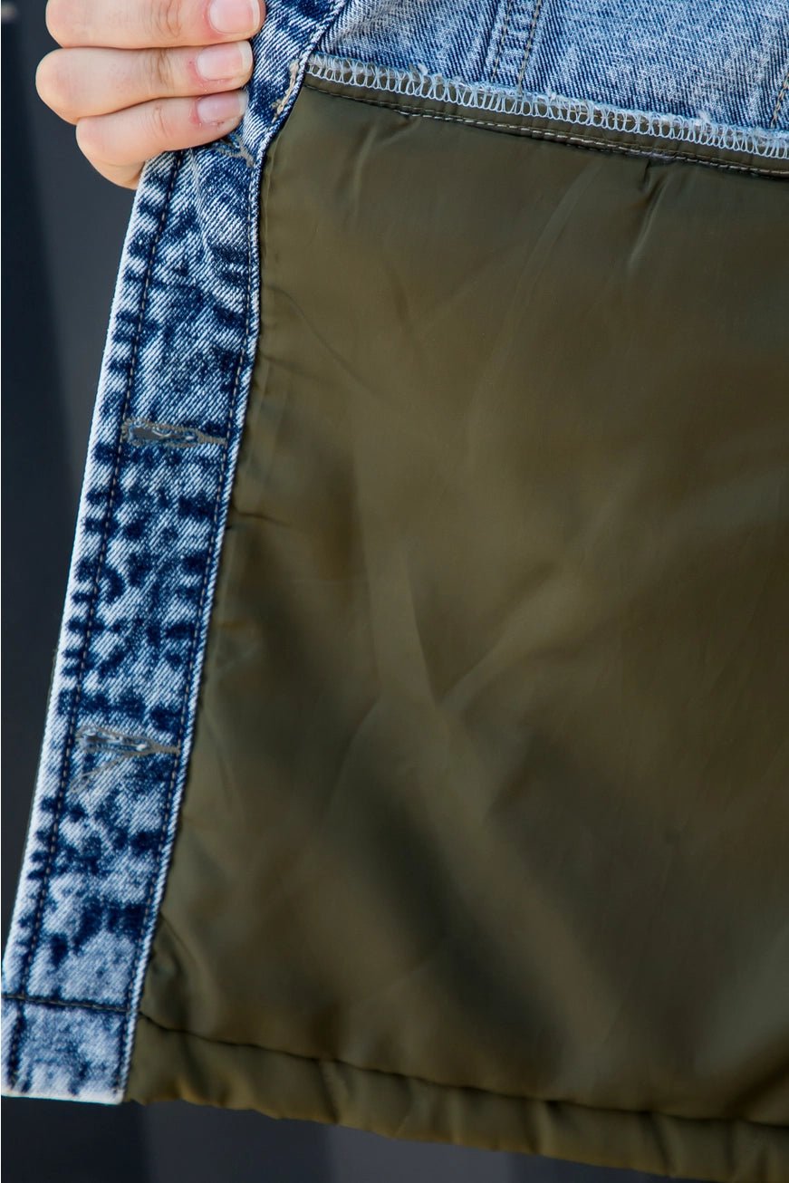 Acid Wash Denim with Onion Quilted Mixed Jacket - Juli's Wearable Art