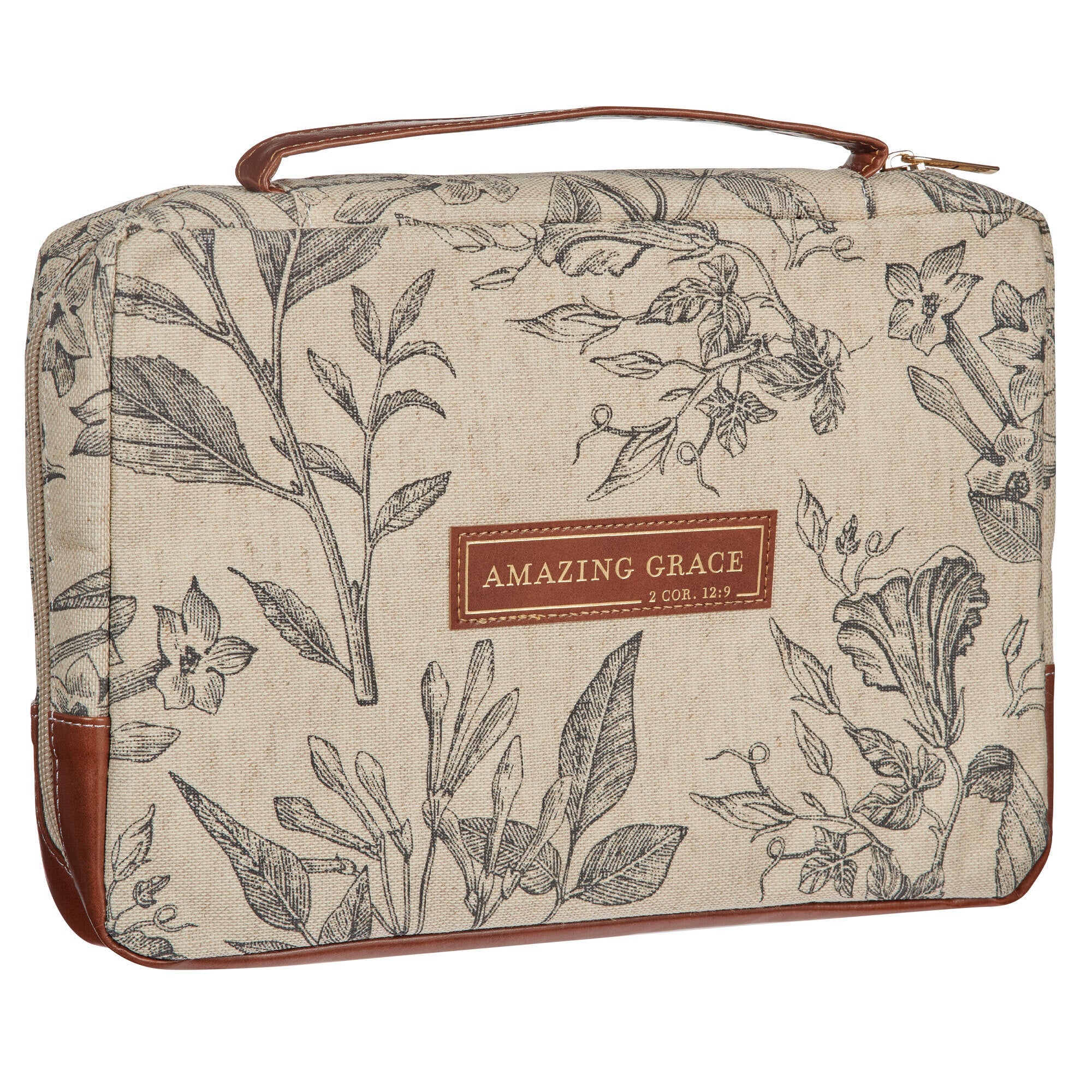 Amazing Grace Natural Canvas Bible Cover - Juli's Wearable Art