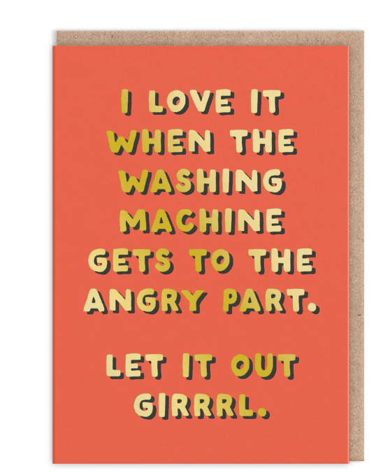 Angry Washing Machine Greeting Card - Juli's Wearable Art