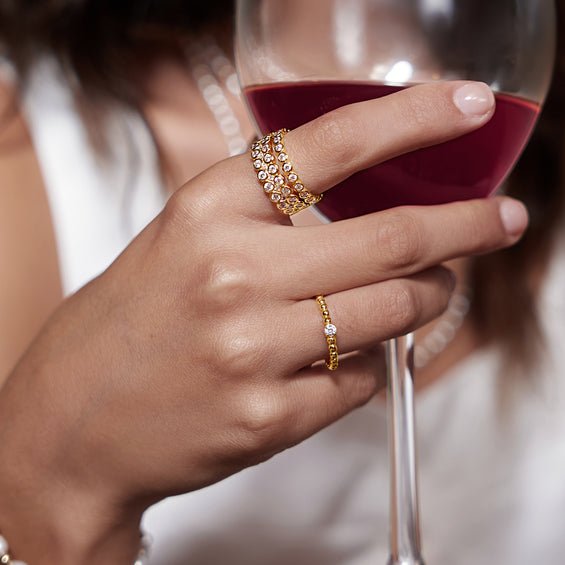 Ania Haie Gold Double Row Bezel Ring - Juli's Wearable Art