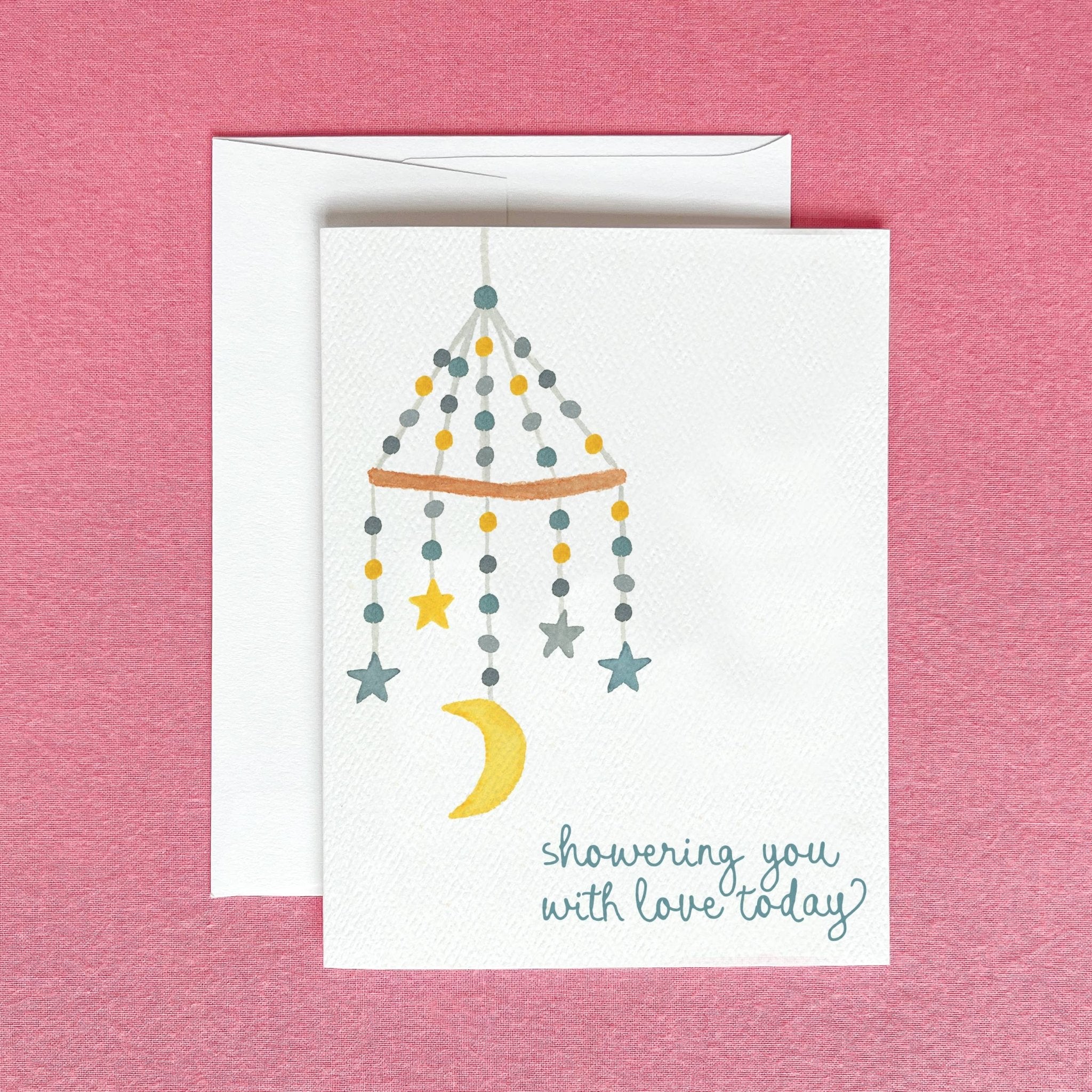 Baby Shower Greeting Card | Showering You With Love Card - Juli's Wearable Art