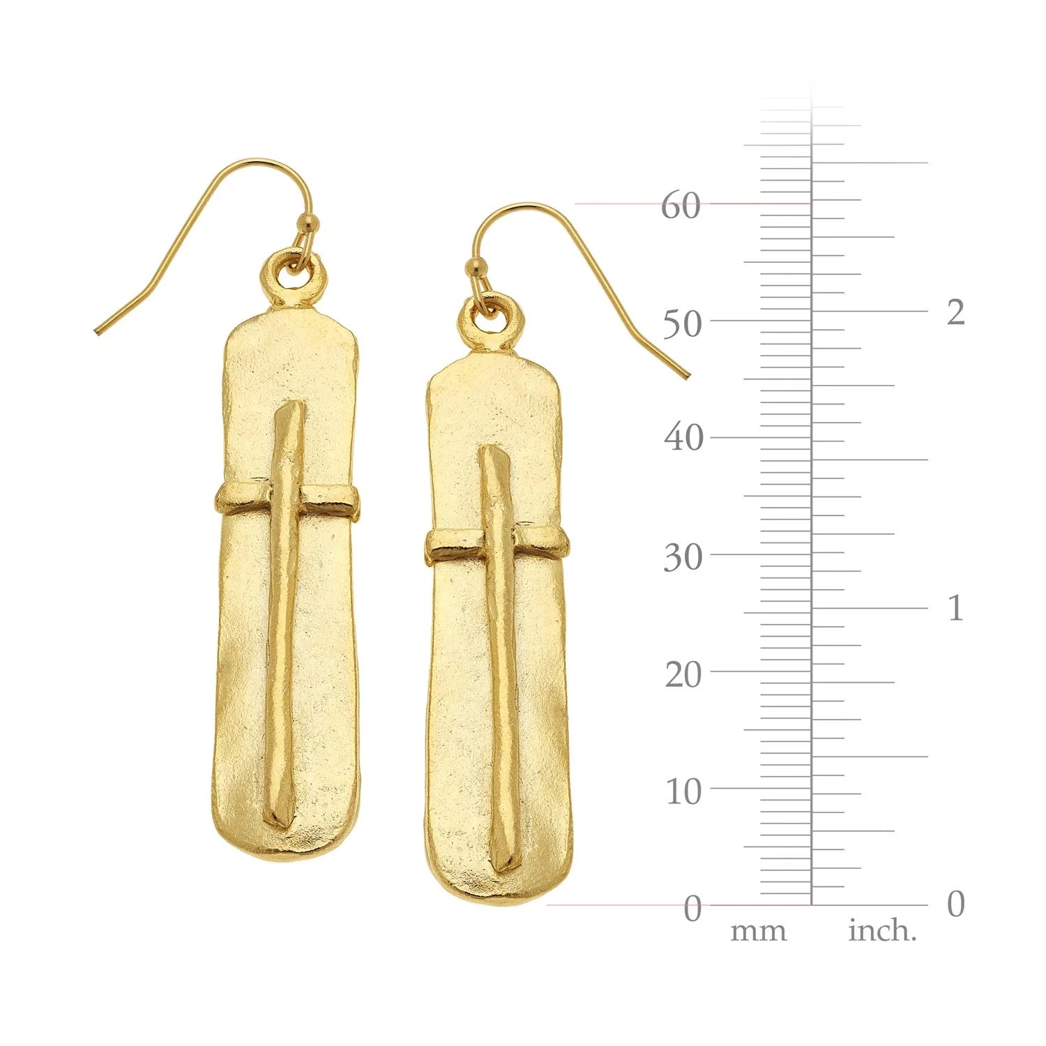 Bar Cross Earrings - Gold - Juli's Wearable Art