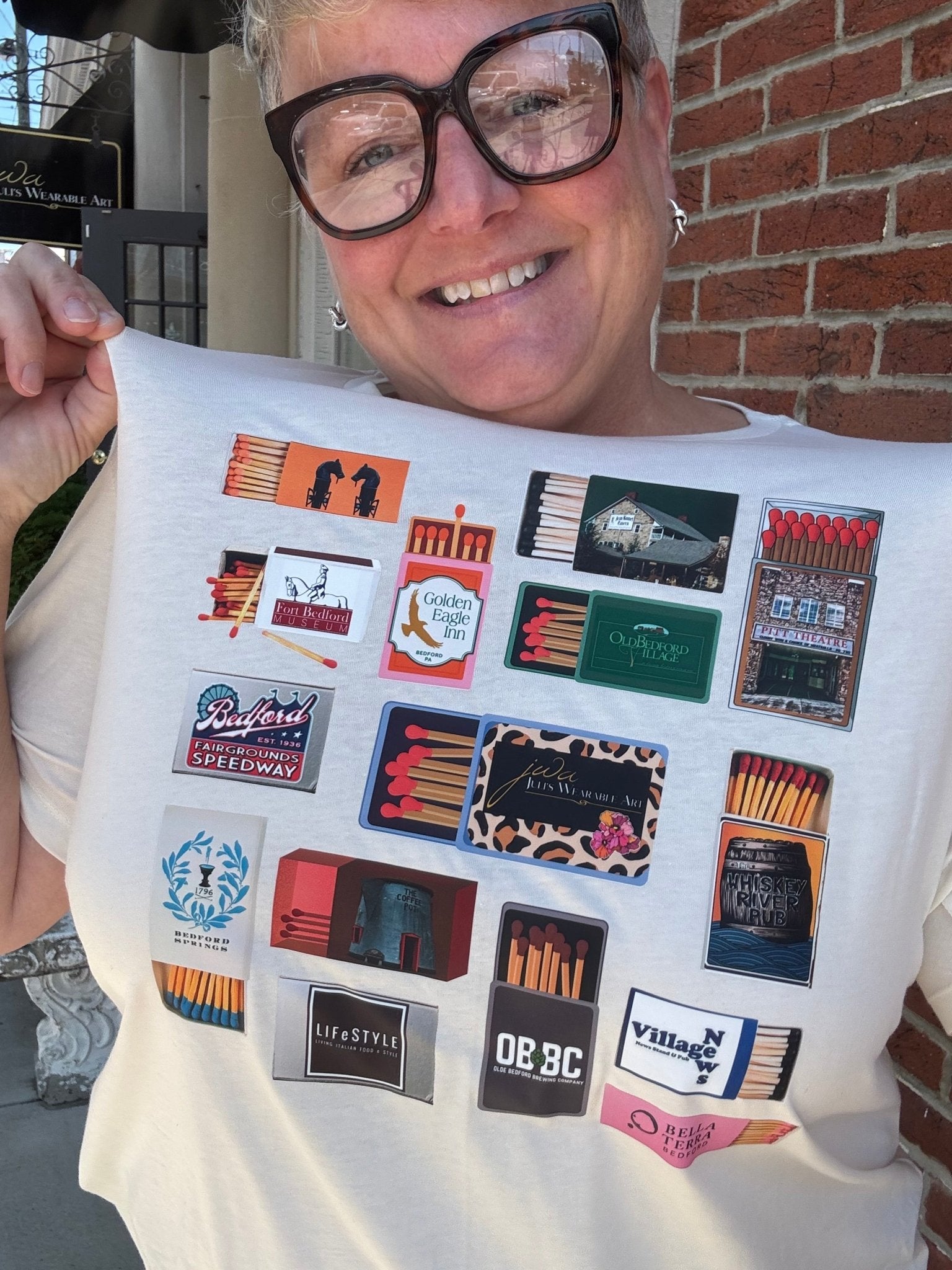 Bedford Matchbox Graphic T-Shirt – Local Landmark Print - Juli's Wearable Art