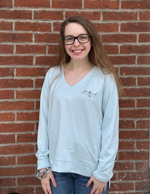 Bedford Pennsylvania V - Neck Sweatshirt | Sheer Blue - Juli's Wearable Art