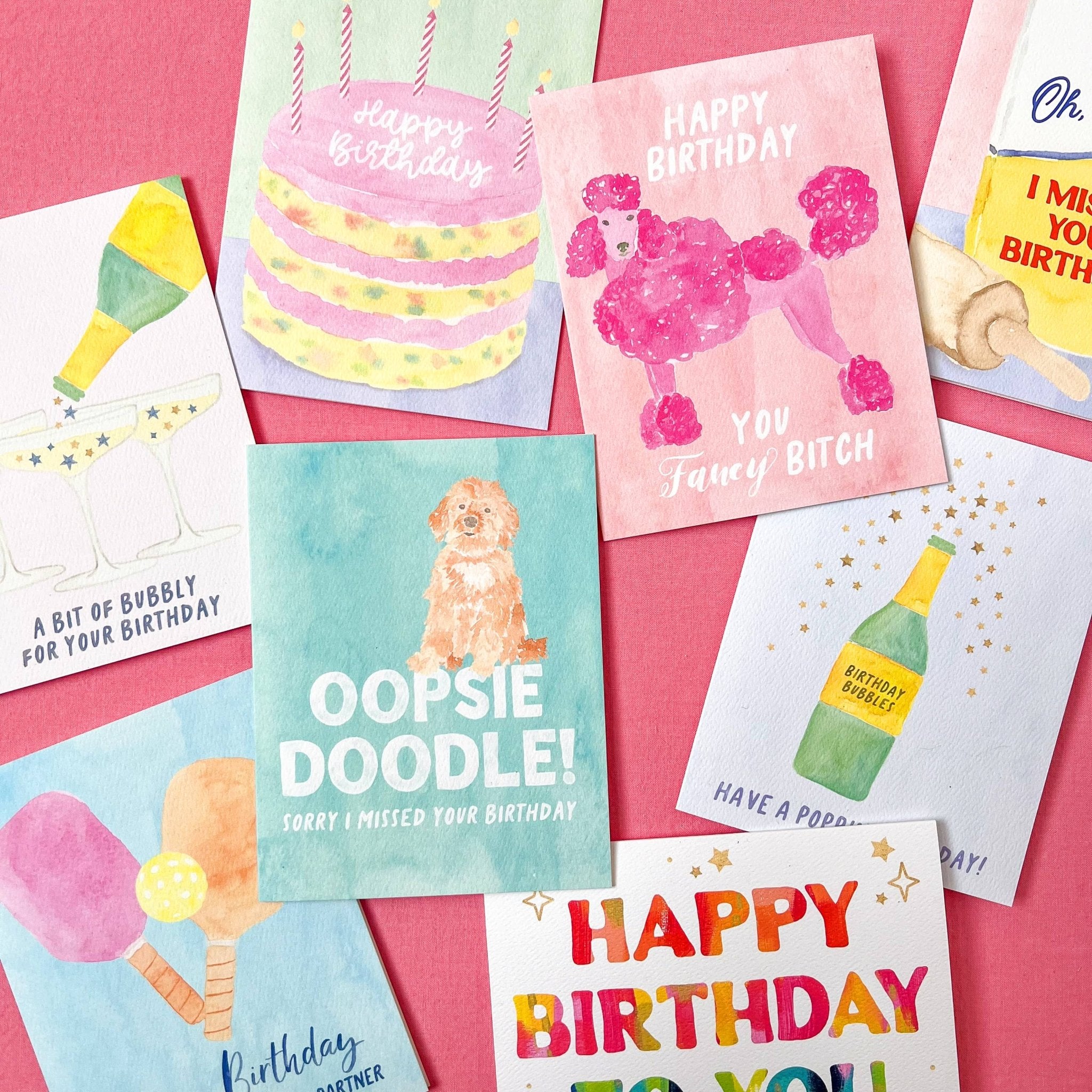 Belated Birthday Goldendoodle Greeting Card | Oopsie Doodle - Juli's Wearable Art