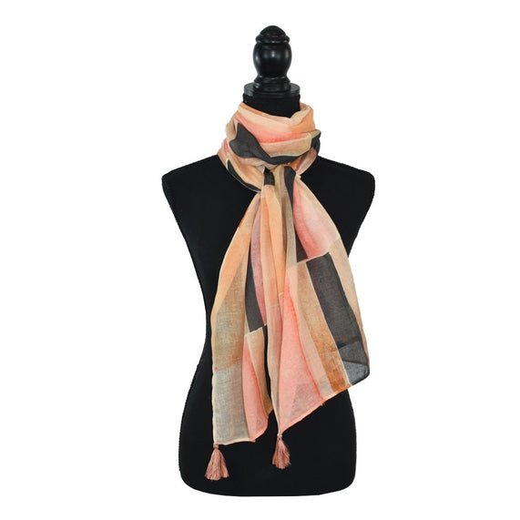 Berkeley Geo Peach & Black Colorblock Scarf - Juli's Wearable Art