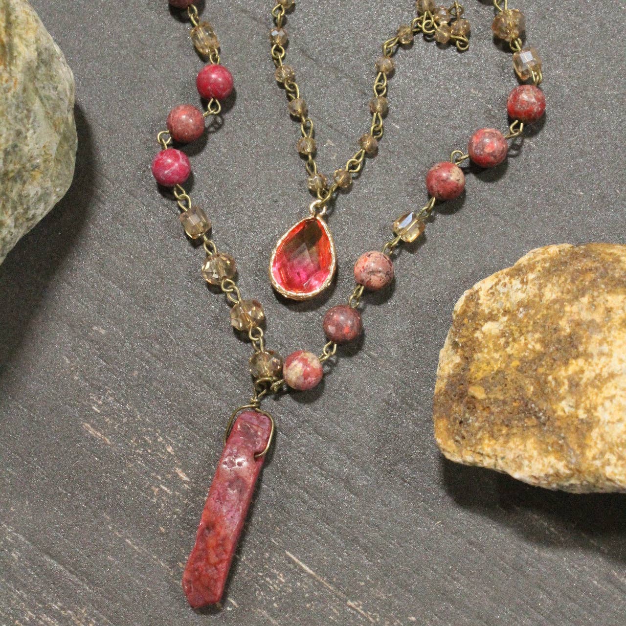 Best In Show Cherry Stone Layered Necklace - Juli's Wearable Art