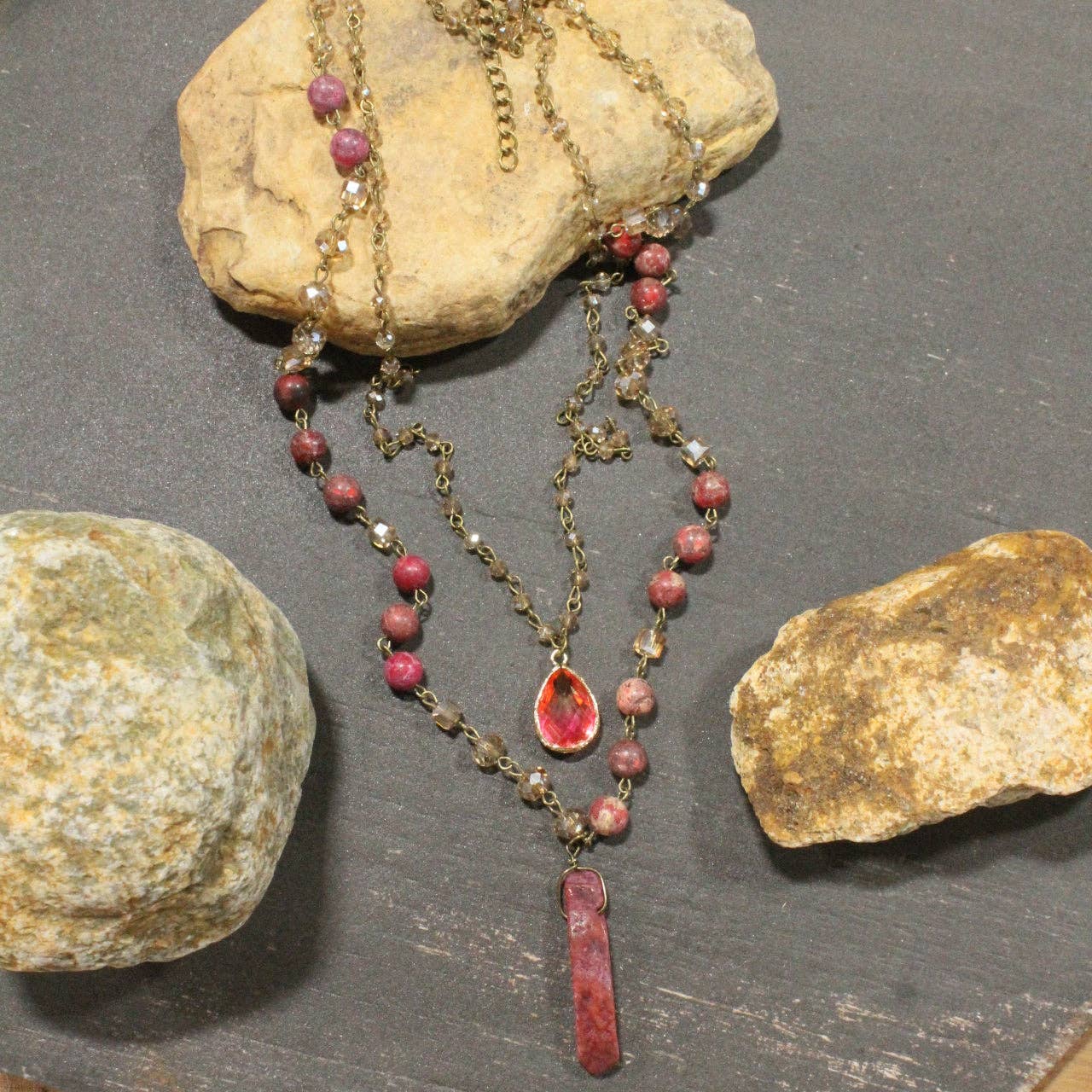 Best In Show Cherry Stone Layered Necklace - Juli's Wearable Art
