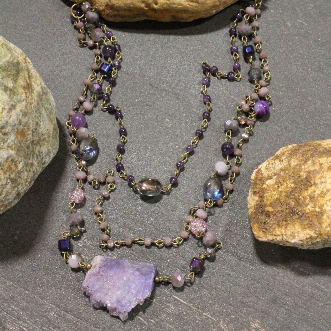 Best In Show Plum Stone Layered Necklace - Juli's Wearable Art