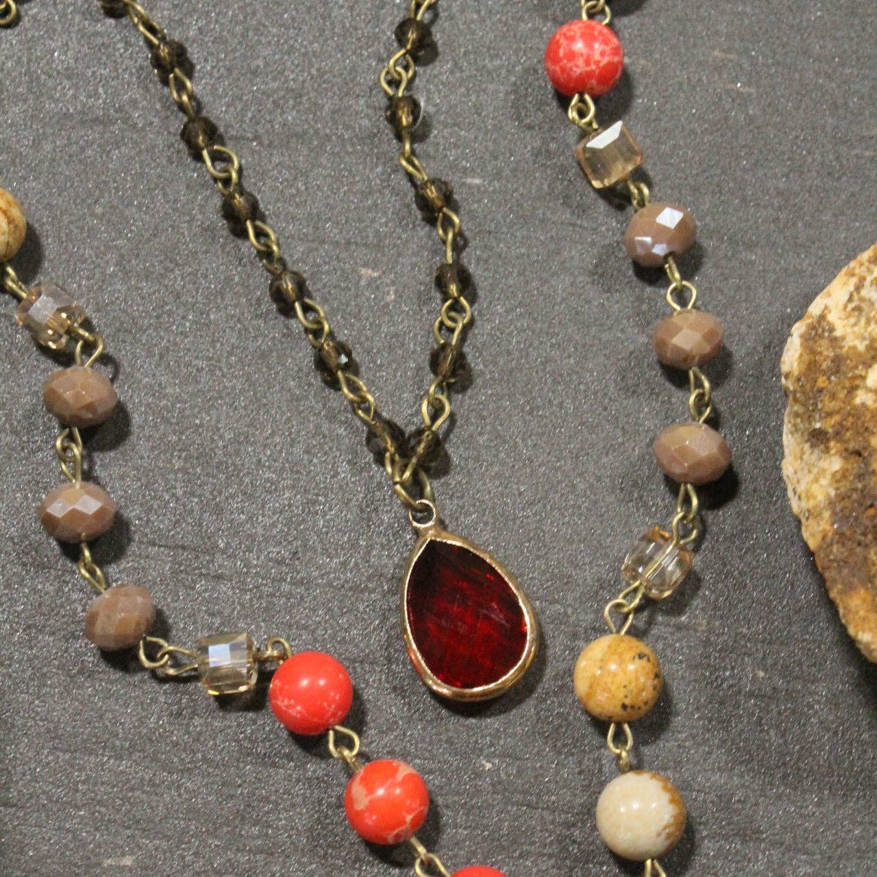 Best In Show Red Stone Layered Necklace - Juli's Wearable Art