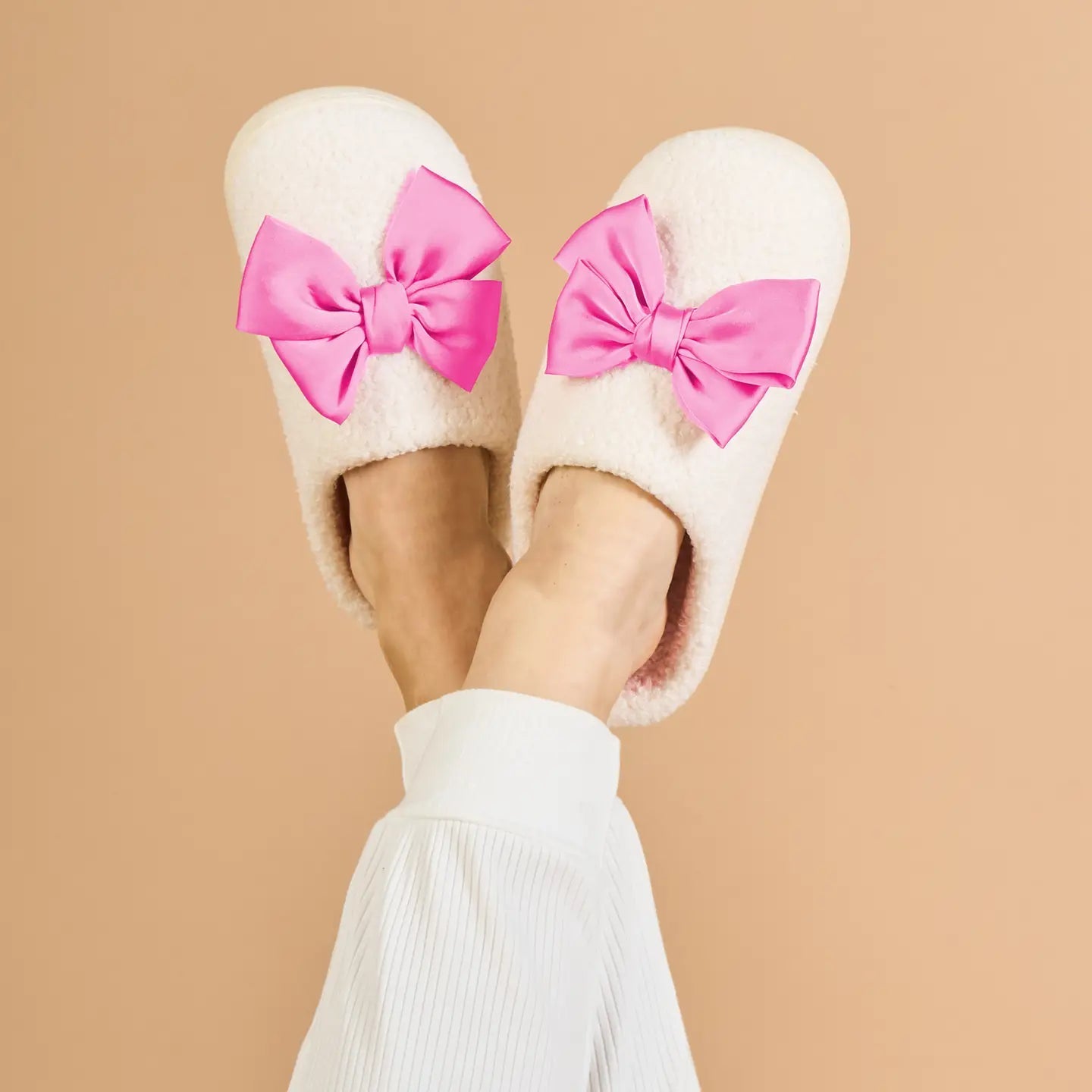 Betty Bow Fuzzy Slippers - Hot Pink - Juli's Wearable Art