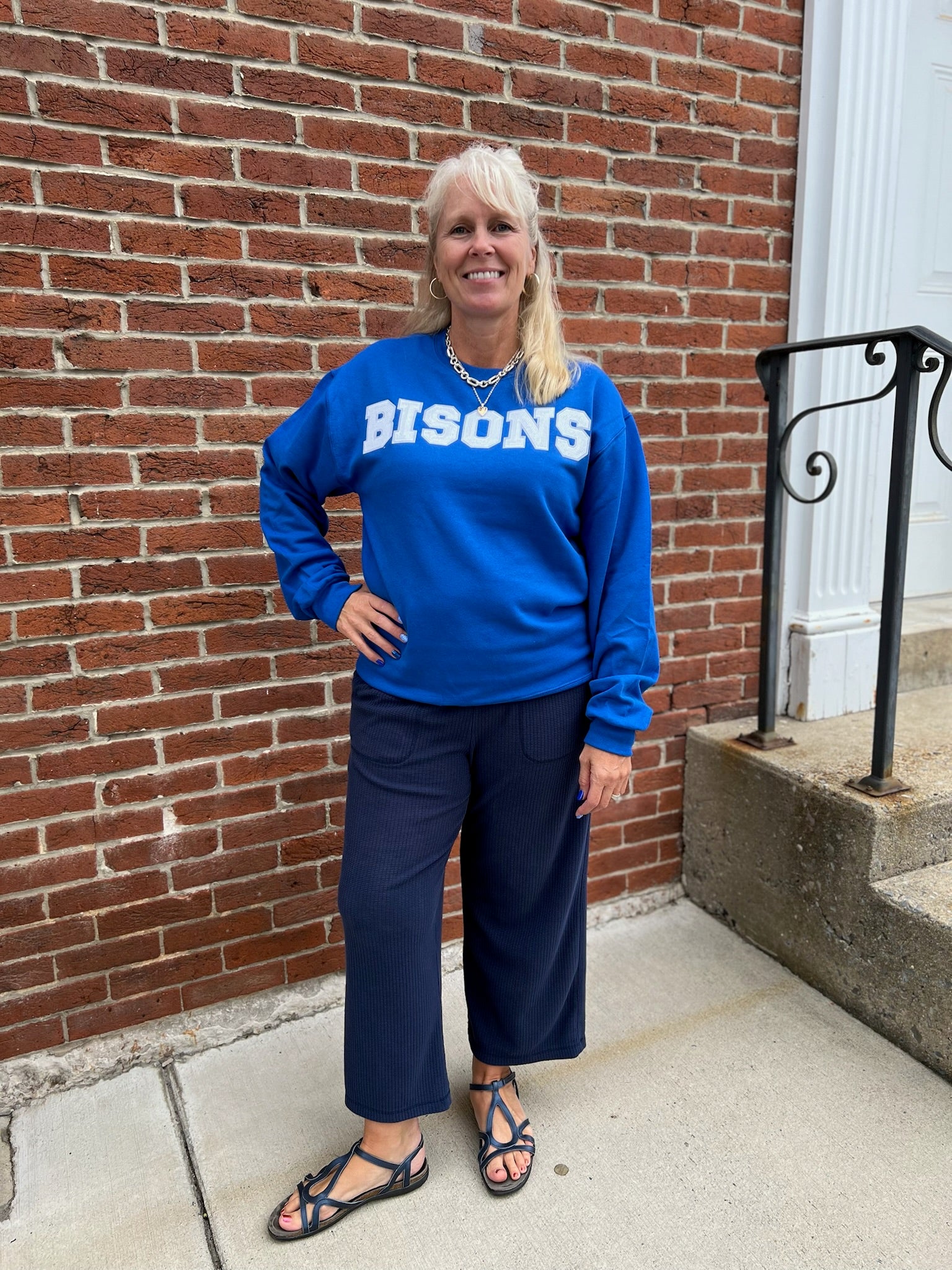 Bison Mascot Sequin Graphic Sweatshirt - Juli's Wearable Art