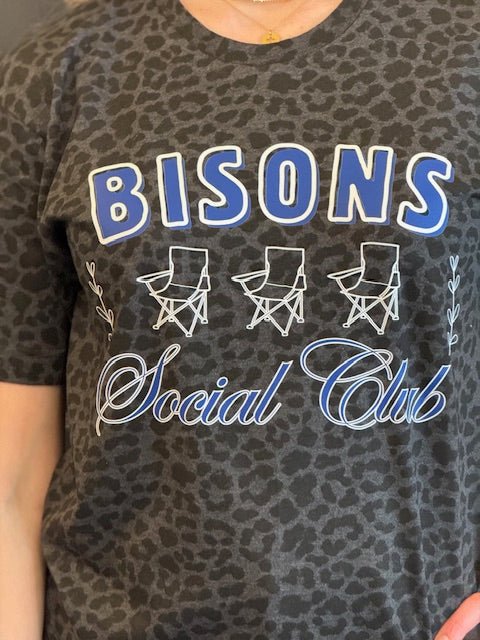 Bisons Leopard Print "Social Club" Tee - Juli's Wearable Art