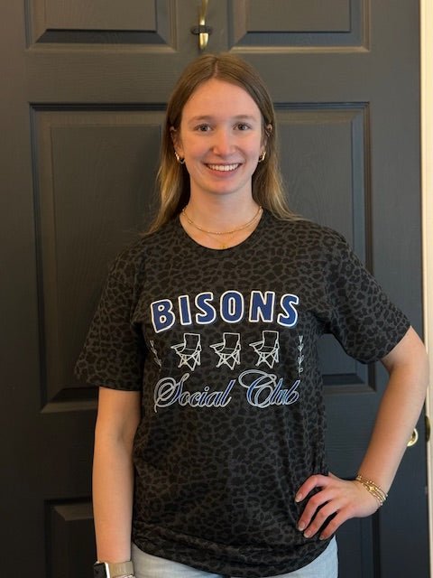 Bisons Leopard Print "Social Club" Tee - Juli's Wearable Art