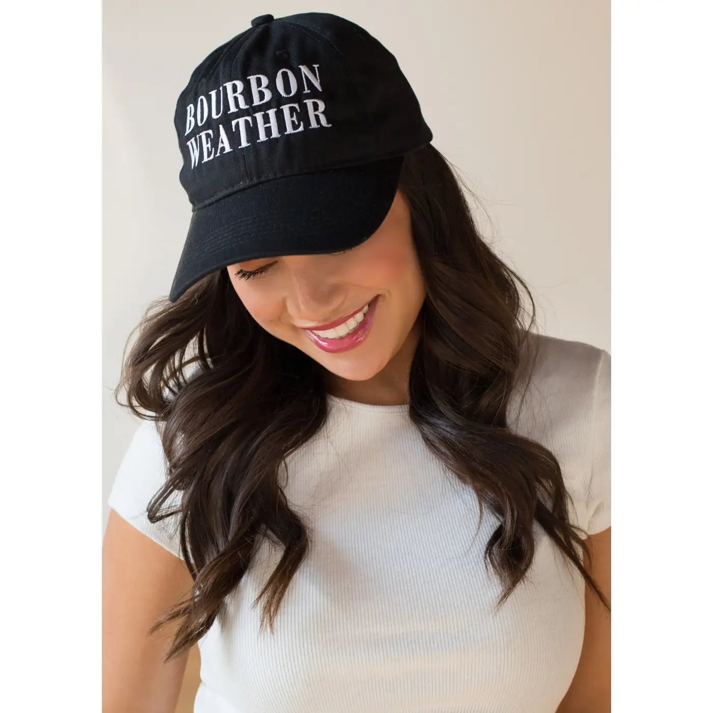 Black "Bourbon Weather" Baseball Hat - Juli's Wearable Art