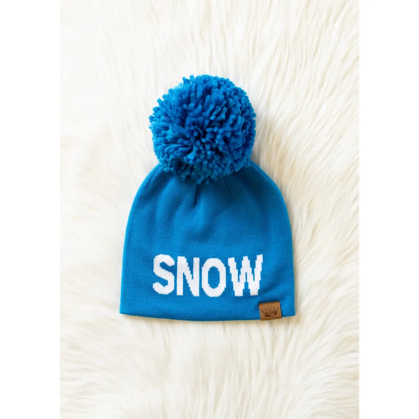 Blue "Snow" Pom Hat - Juli's Wearable Art