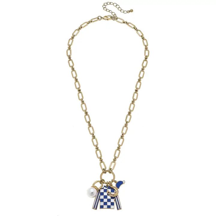 Bluebell Jockey Silk Lucky Charms Necklace in Blue & White - Juli's Wearable Art