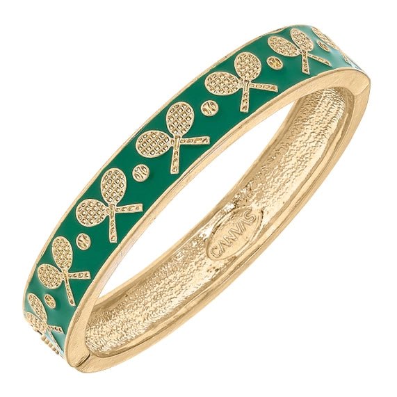 Briar Tennis Racquet Green Enamel Hinge Bangle - Juli's Wearable Art