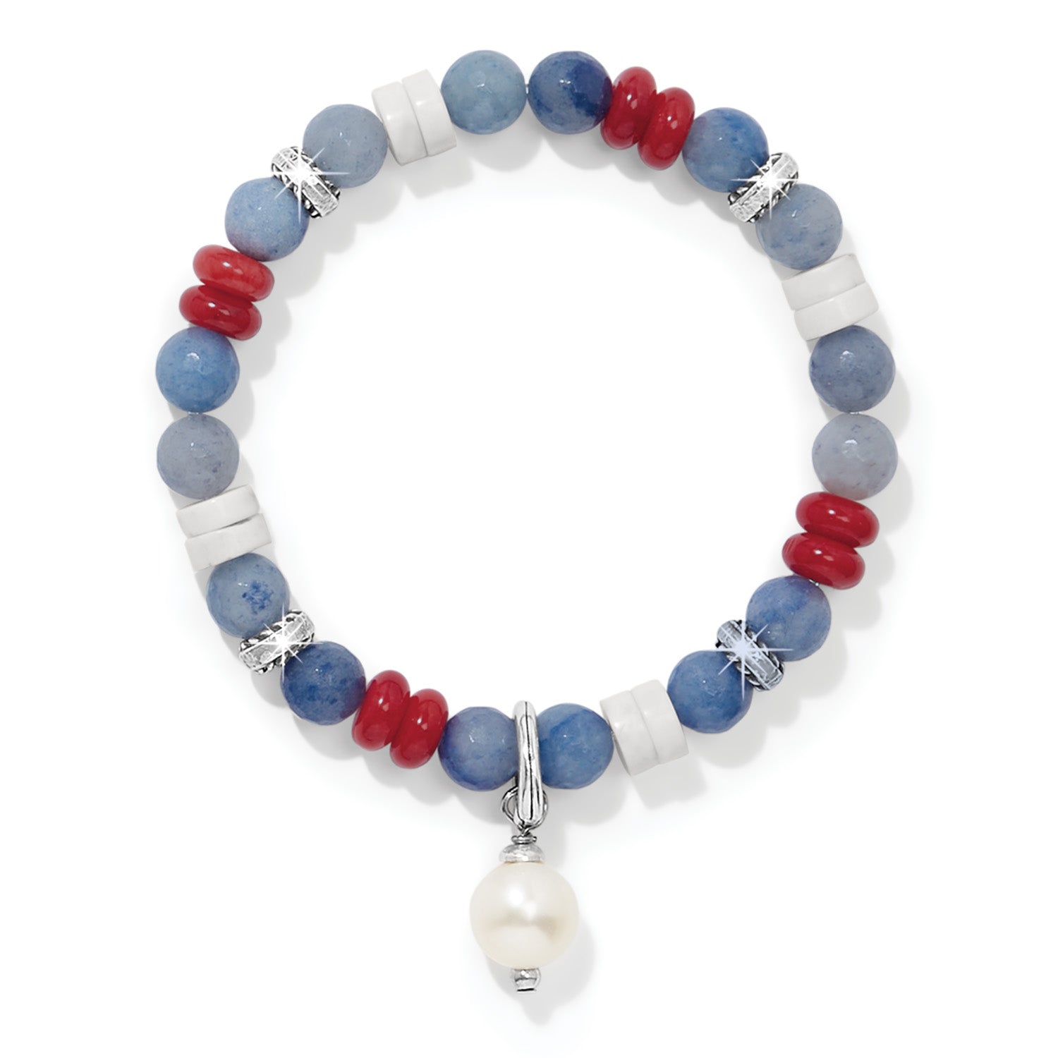 Brighton Americana Beach Pearl Charm Stretch Bracelet - Juli's Wearable Art