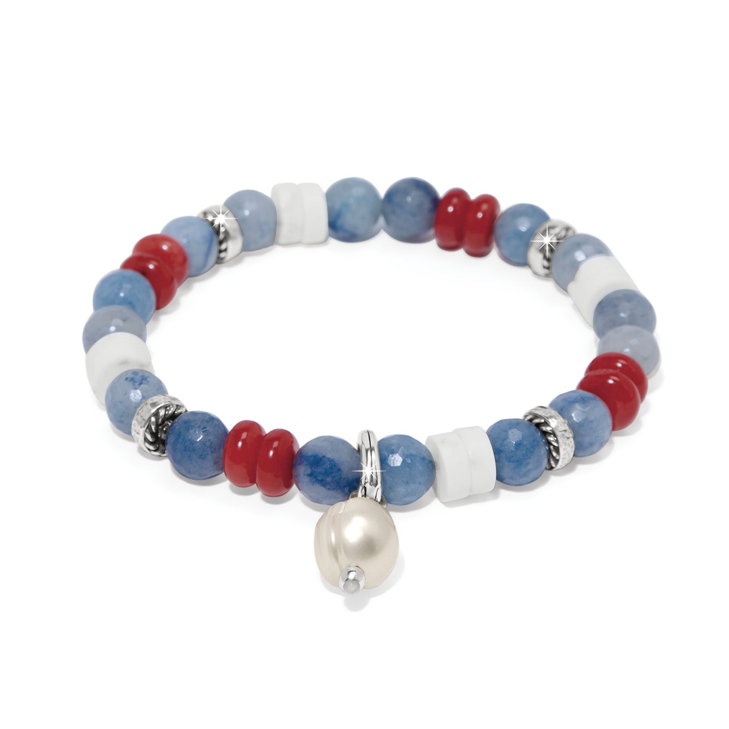 Brighton Americana Beach Pearl Charm Stretch Bracelet - Juli's Wearable Art