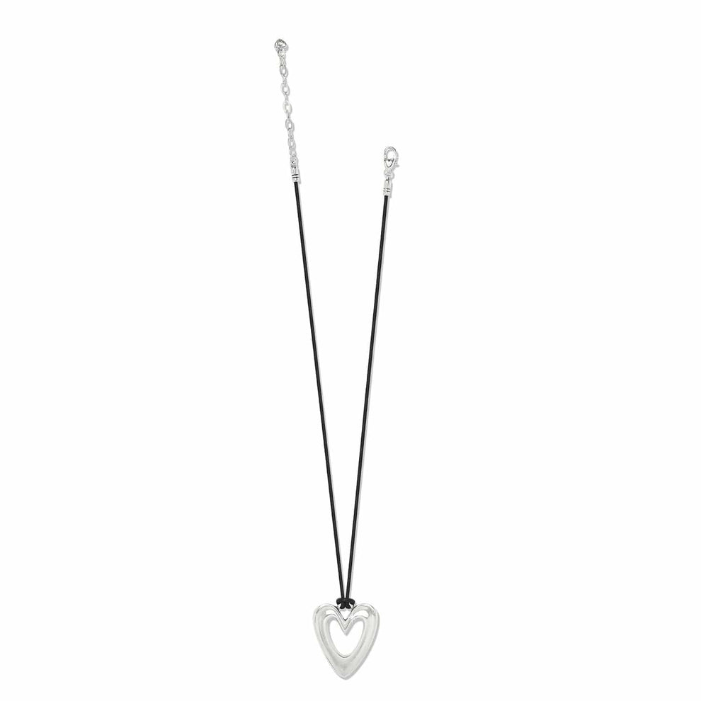 Brighton Cascade Open Heart Cord Necklace – Silver - Black - Juli's Wearable Art