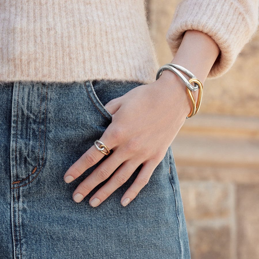 Brighton Interlok Curve Two Tone Ring – Silver - Gold - Juli's Wearable Art