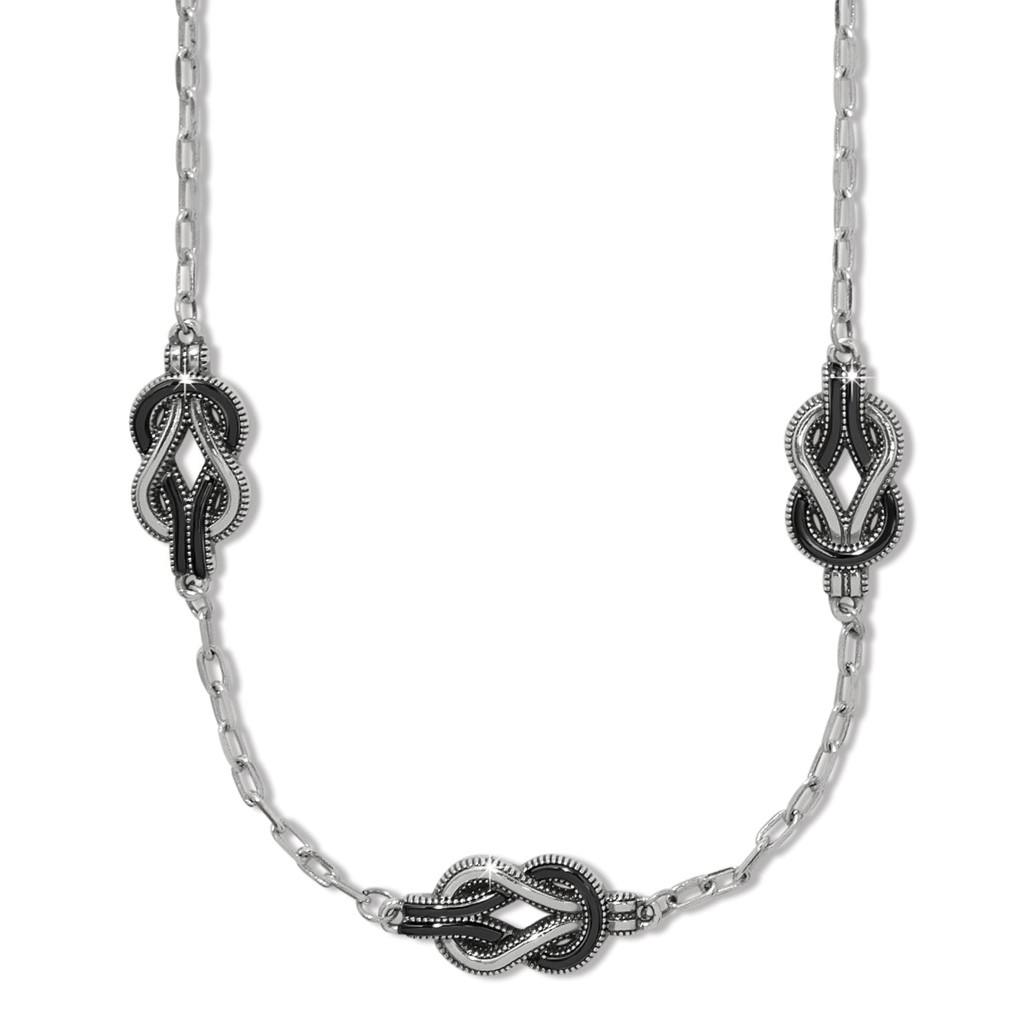 Brighton Interlok Harmony Trio Necklace - Silver & Black - Juli's Wearable Art