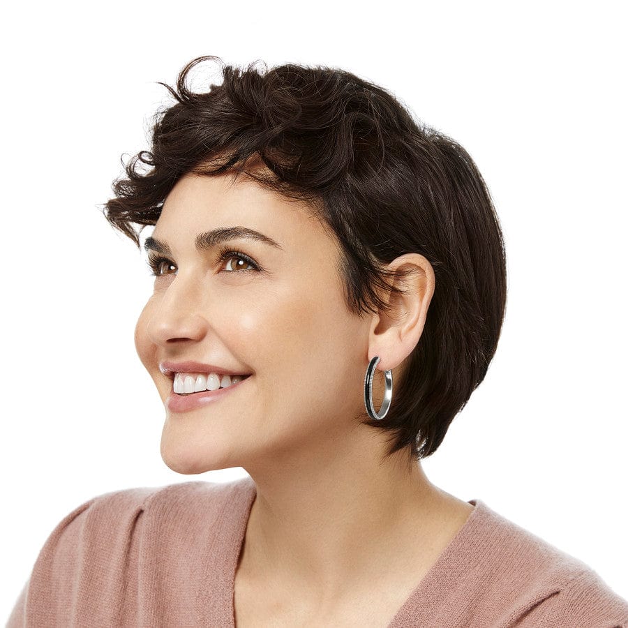 Brighton Interlok Noir Heirloom Hoop Earrings – Silver - Black - Juli's Wearable Art