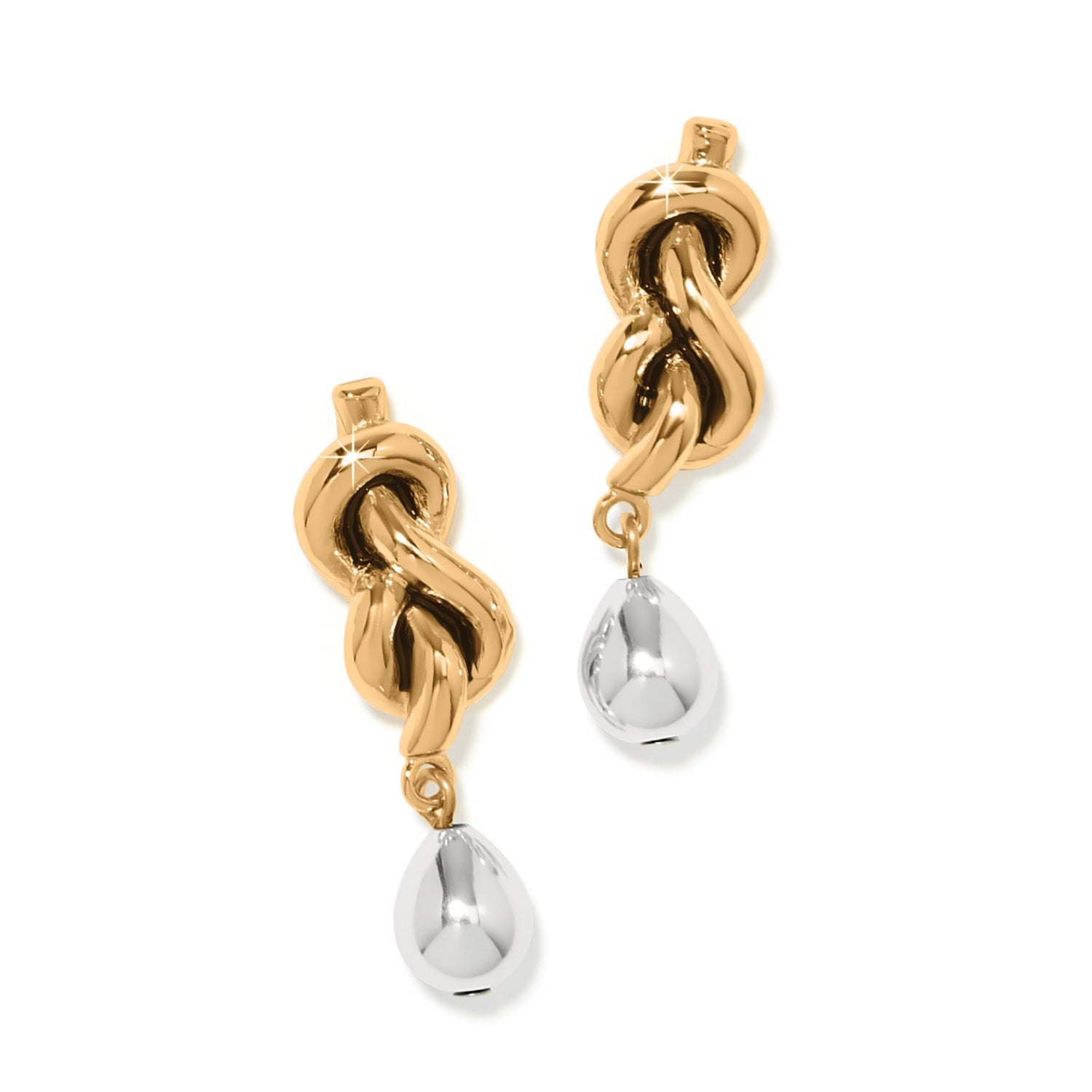 Brighton Interlok Single Knot Drop Earrings - Two - Tone - Juli's Wearable Art