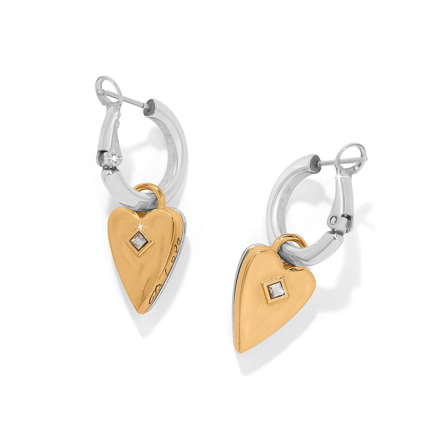 Brighton Love Messages “Be Love” Reversible Hoop Earrings – Two Tone Silver & Gold - Juli's Wearable Art