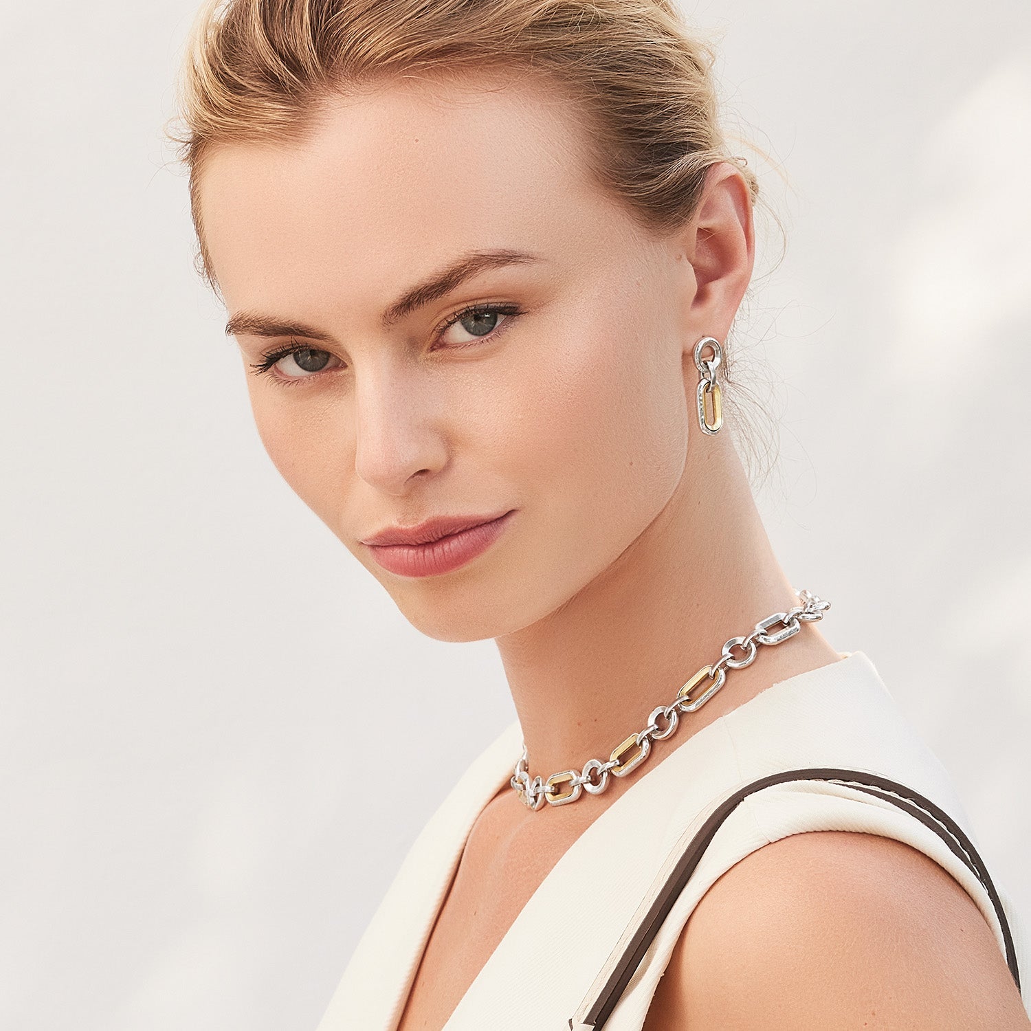 Brighton Medici Two Tone Link Post Drop Earrings - Juli's Wearable Art