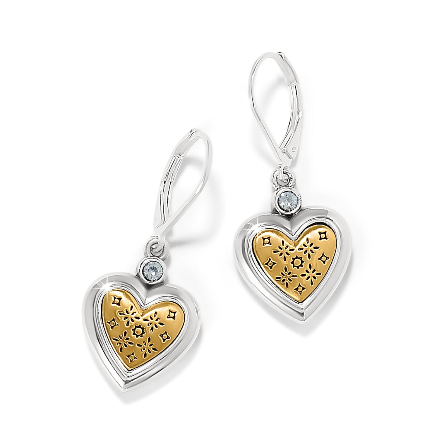Brighton Mosaic Heart Two Tone Leverback Earrings - Juli's Wearable Art