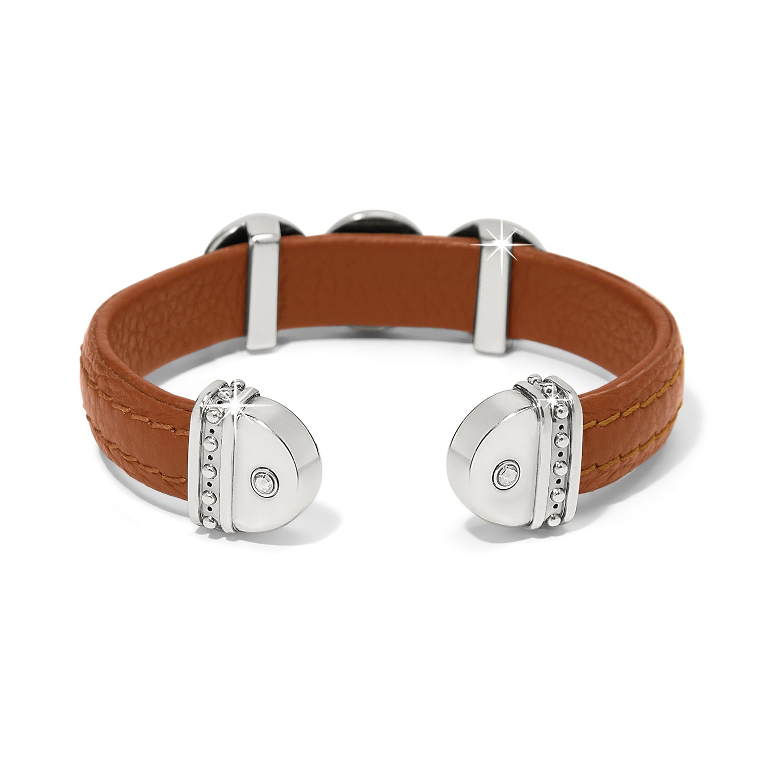 Brighton Mosaic Two Tone Leather Disc Cuff Bracelet - Luggage Brown - Juli's Wearable Art