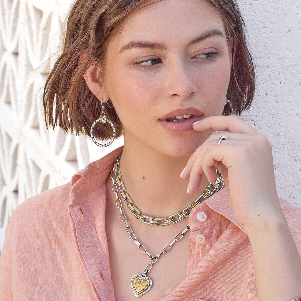 Brighton Mosaic Two Tone Links Necklace – Silver - Gold - Juli's Wearable Art