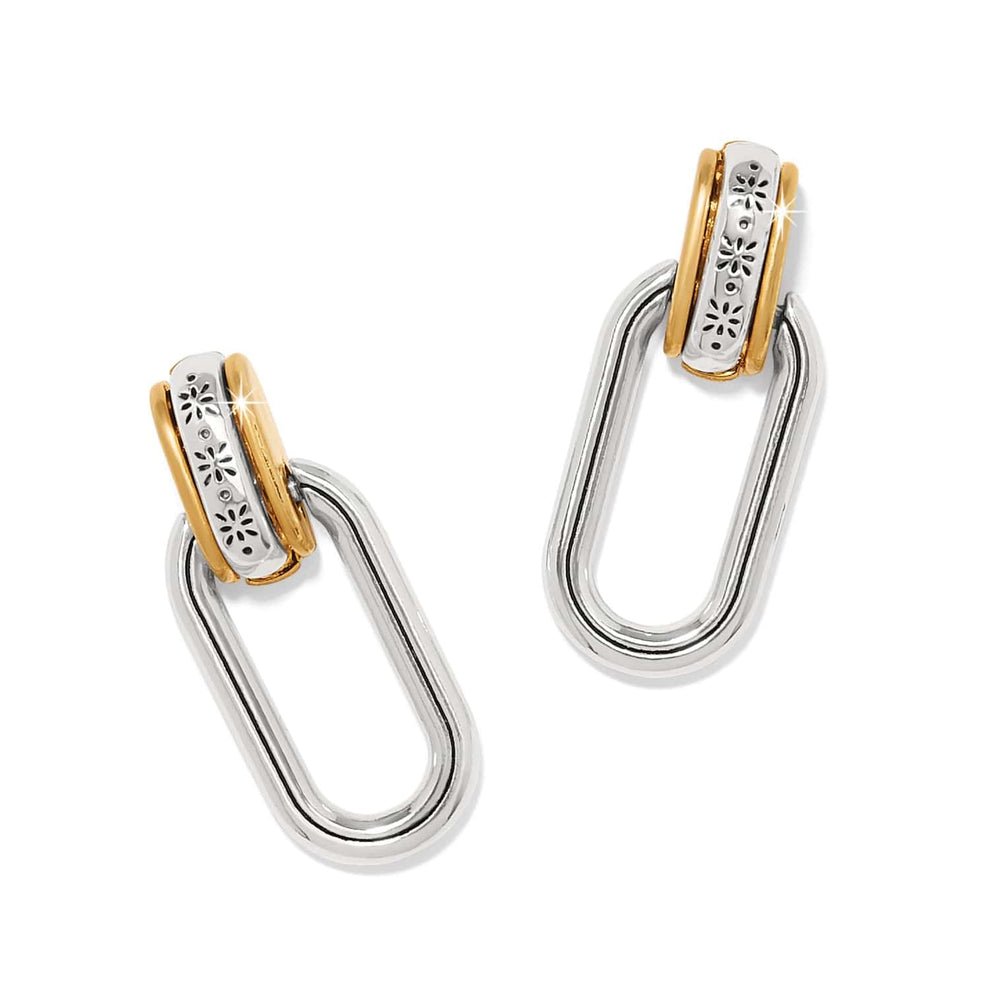 Brighton Mosaic Two Tone Post Drop Earrings – Silver - Gold - Juli's Wearable Art