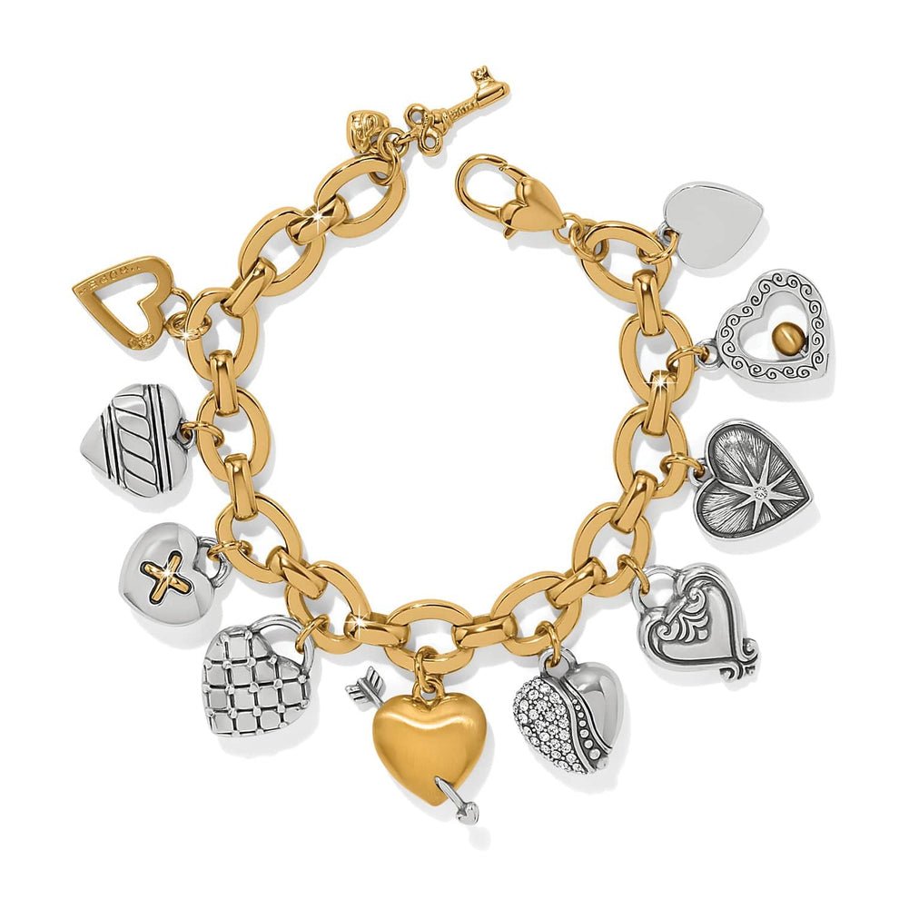 Brighton One Heart Large Charm Bracelet – Two - Tone Silver & Gold - Juli's Wearable Art