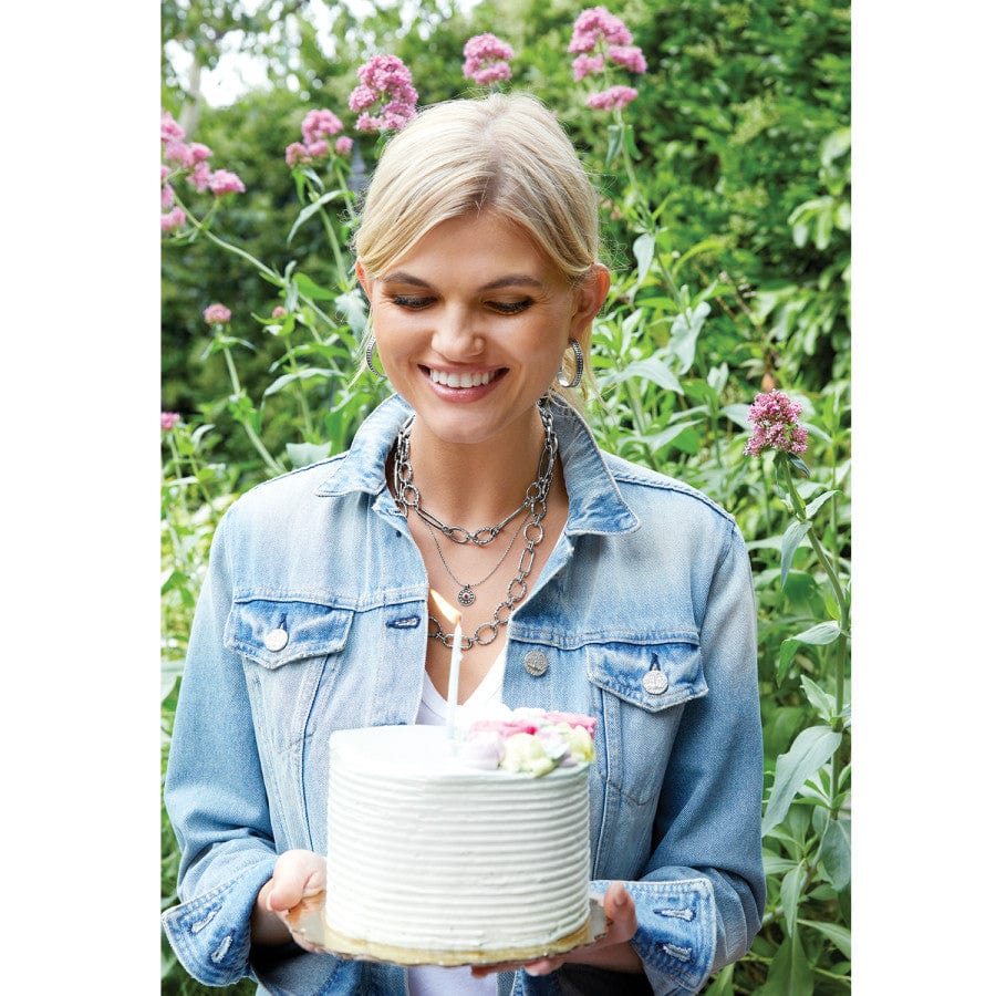 Brighton Pebble Dot Medali Petite Reversible Birthstone Necklace | March | Aqua - Juli's Wearable Art