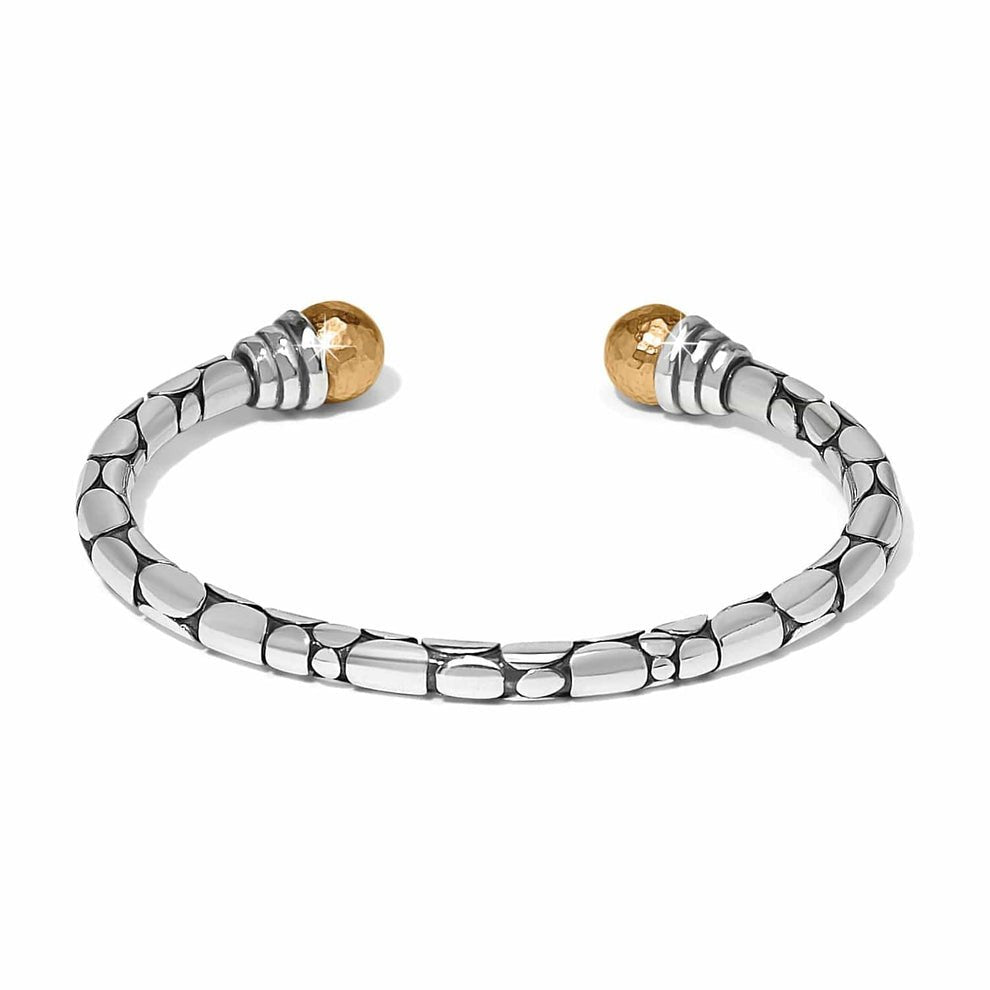 Brighton Pebble Link Two - Tone Open Flex Cuff Bracelet – Silver & Gold - Juli's Wearable Art